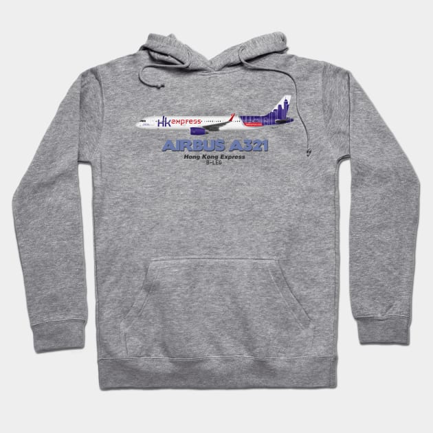 Airbus A321 - Hong Kong Express Hoodie by TheArtofFlying